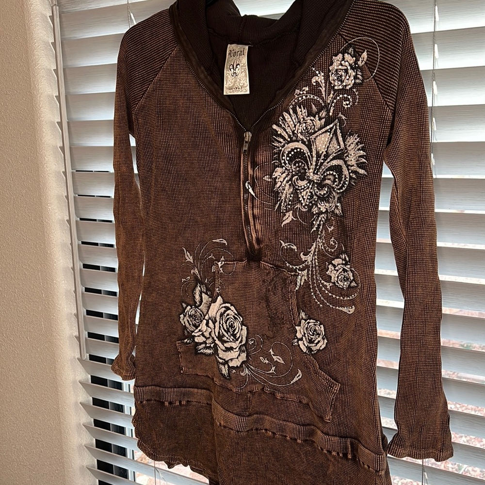 Bejeweled Brown Pullover